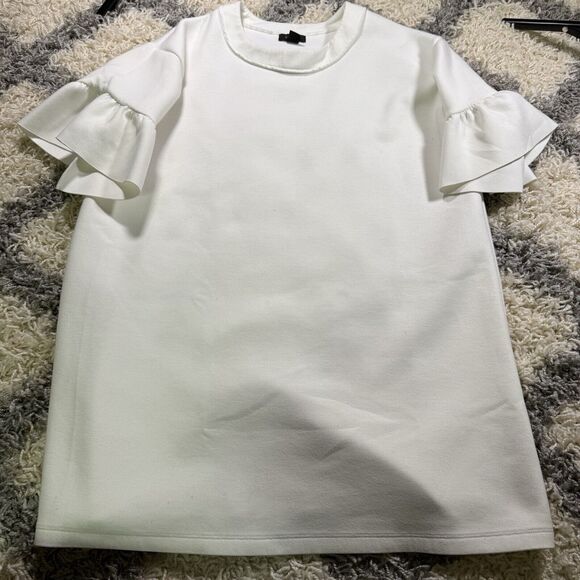 HALOGEN Women’s White Ruffle Short Sleeve Shirt Size Medium - Picture 1 of 7